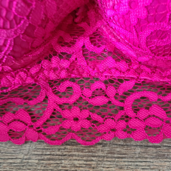 Bebe Bra 36C Underwire Floral Pink Lace Nylon‎ Spandex Blend Opaque - Picture 8 of 14